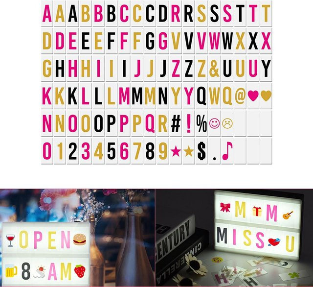 Koogeelife Bunte Austauschbare Buchstaben Zahlen Symbole Zeichen Karten, 102-teiliges Set - Bild 1