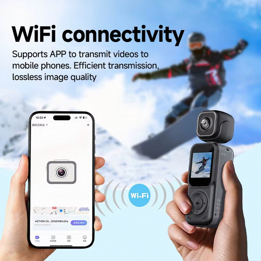 VRIG 4K Dual Lens WIFI Action Kamera mit 180 Grad drehbarem Objektiv und Anti-Shake Funktion in Schwarz - Bild 5