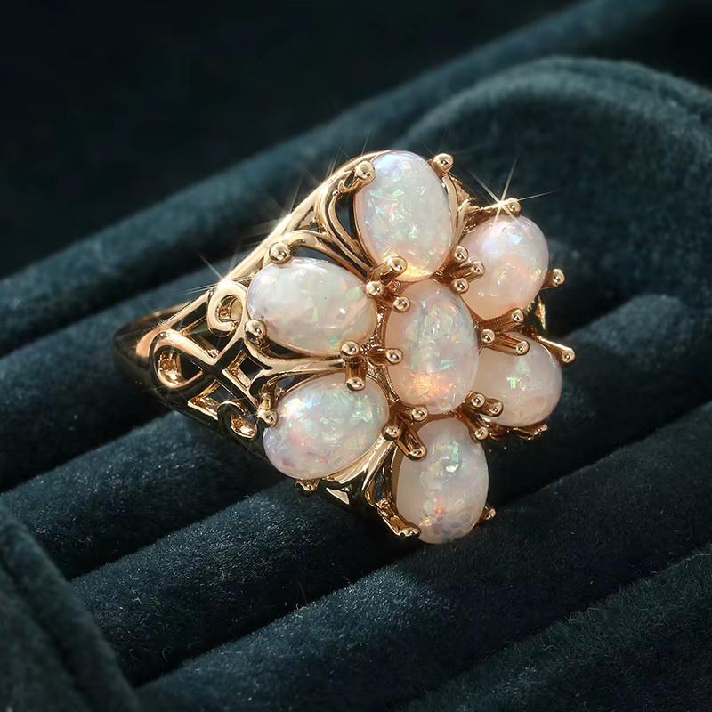 YoYo Ring, goldplattiert, Opal, Damen, Vintage - Bild 3