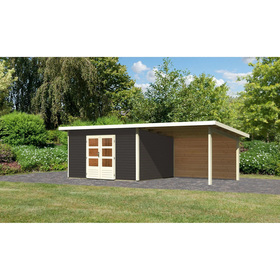 Karibu Holz-Gartenhaus Karlskoga Pultdach in Terragrau lackiert B/T: 365 x 305 cm - Bild 2