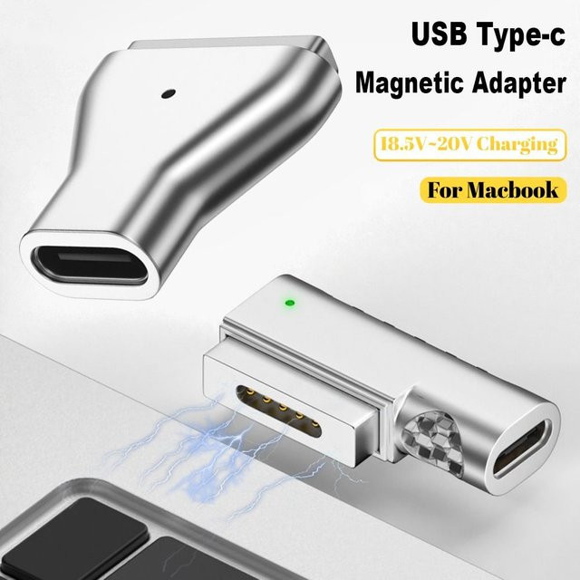 USB-C auf MagSafe 2 Adapter in Silber für MacBook Air und MacBook Pro, magnetischer USB-C PD Schnelllade-Konverter - Bild 1