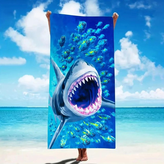 JMG Household Supplies Mikrofaser Strandtuch mit Delfin-Print in Blau, sandabweisend und schnelltrocknend, B/H: 50 x 100 cm - Bild 1