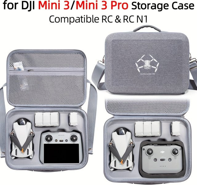 DJI Mini 3 und Mini 3 Pro Tragetasche, Kratzfeste Reise-Schultertasche für deine Drohne, Farbe: Grau - Bild 1