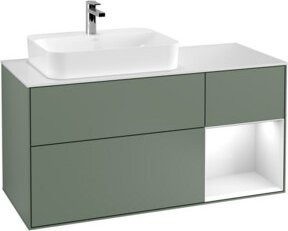 V&B Waschtischunterschrank Finion mit Wandbeleuchtung, Breite: 120 cm, Farbe: Lackiert in Rotgrau, Oberfläche: Matt lackiert - Bild 1