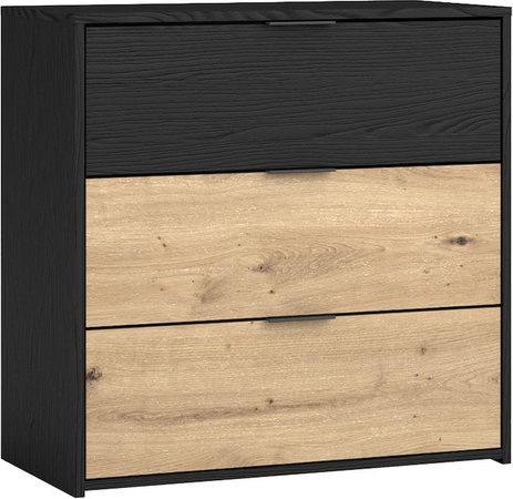 byLIVING Kommode RIMINI in Schwarz und Eiche, B/H/T: 80 x 80 x 40 cm