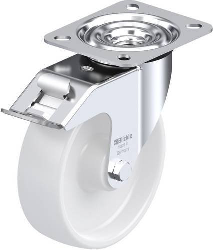 Blickle Lenkrolle LE-PPN 125R-FI mit Feststeller, Rad-Durchmesser: 125 mm, Tragfähigkeit: 150 kg, Farbe: Weiß - Bild 1
