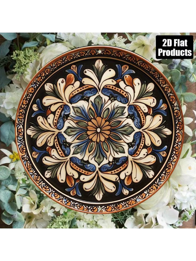 Rundes Aluminiumschild CIFBUY mit Mandala-Blumen-Design in Multicolour, Retro-Deko aus Metall, Durchmesser: 20 cm - Bild 7