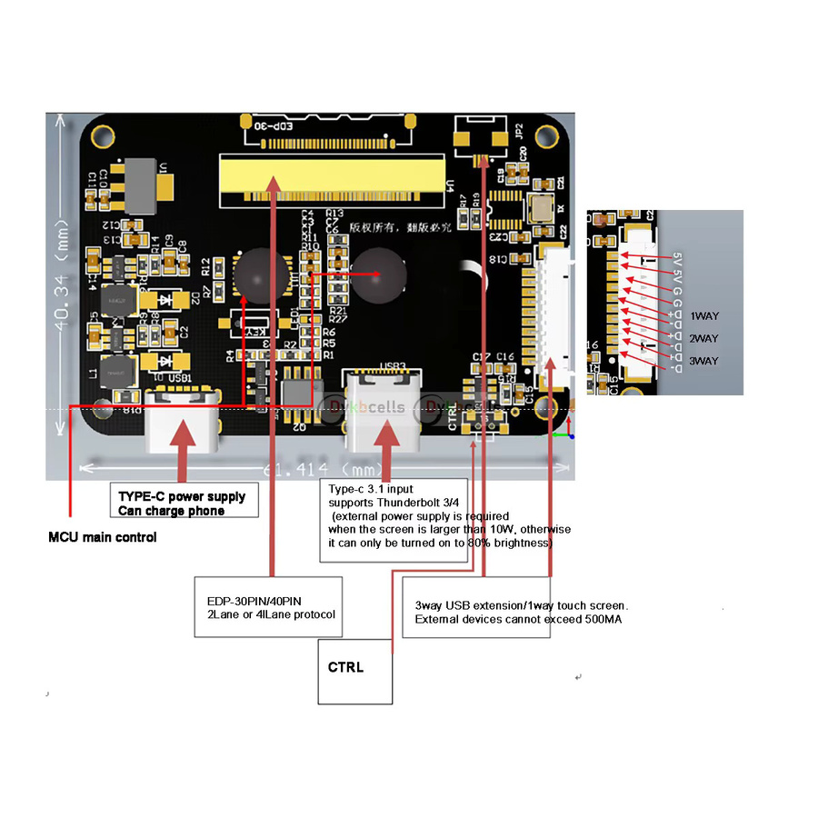 DYKBmetered ISDN Typ-C zu EDP Treiberplatine für 2K und 4K LED LCD Projektor und Display mit 30PIN oder 40PIN Anschluss für Laptop, Notebook und Mobiltelefon - Bild 4