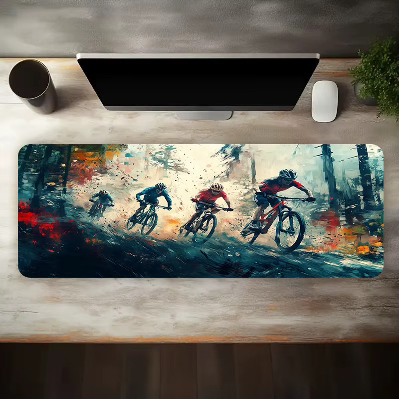 Semalam Gaming-Schreibtischunterlage mit Mountainbike-Renndesign, rutschfeste Gummiunterseite, Multicolor - Bild 6