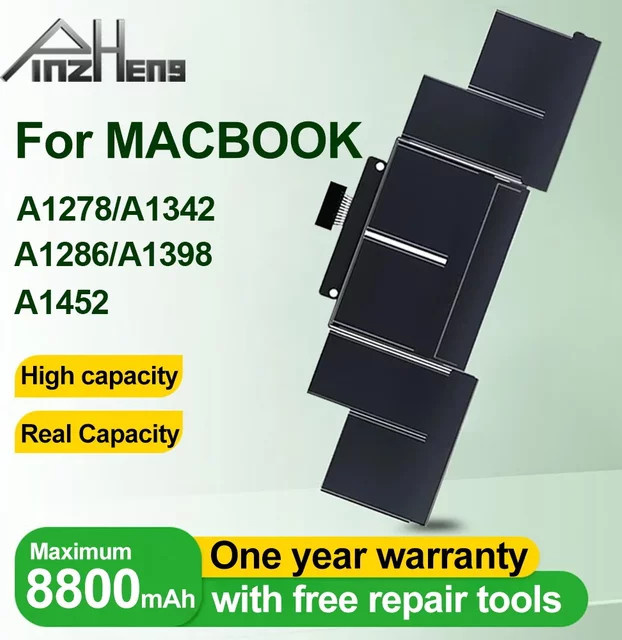 PINZHENG Laptop-Akku in Schwarz für MacBook Pro 13'' und 15'' (Kompatibel mit A1278, A1342, A1286, A1398, A1452, A1321, A1322, A1331, A1382, A1417, A1437, A1494, A1681) - Bild 1