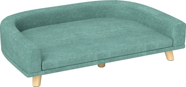PawHut Hundesofa mit Kissen und Holzbeinen, erhöhtes Design für große Hunde, Grün, B/T/H: 98 x 67 x 25 cm - Bild 1