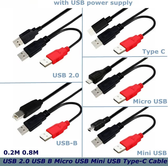 BSN Y-förmiges USB-Datenkabel in Schwarz mit USB-B, Micro USB, Mini USB und USB-C Anschlüssen, Länge: 0,8 m - Bild 1