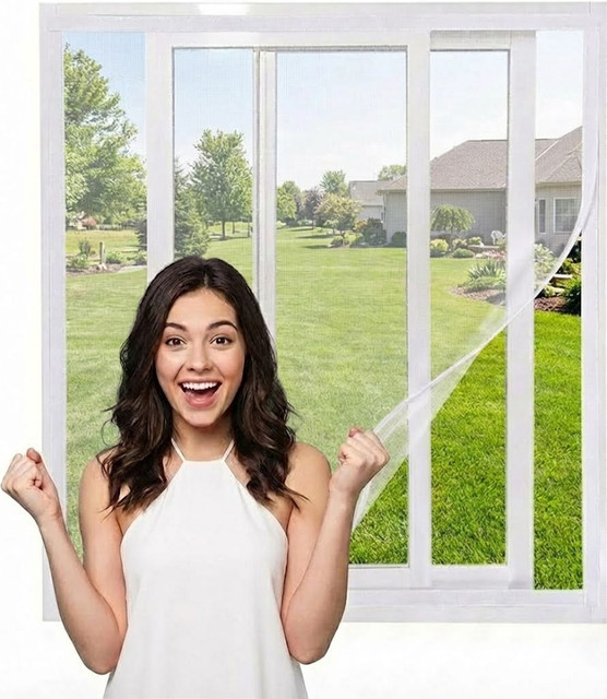 TranquilTouch Insektenschutz für Fenster in Weiß, abnehmbarer Mücken Schutz mit Klettverschluss ohne Bohren, B/H: 50 x 180 cm - Bild 1