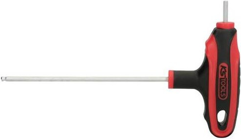 KS Tools T-Griff-Innensechskant-Kugelkopf-Schlüssel aus Edelstahl in Rot mit 3mm Schlüsselweite - Bild 1