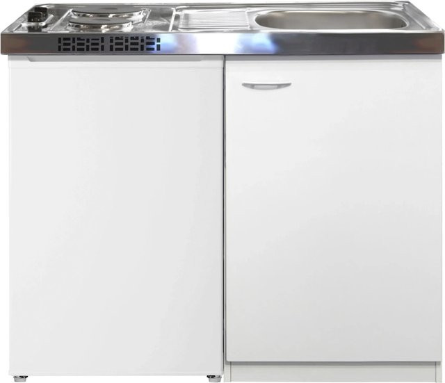 Flex-Well Singleküche mit Unterbaukühlschrank und Gefrierfach, Weiß, Breite: 100 cm, Tiefe: 60 cm, Höhe: 87 cm - Bild 1