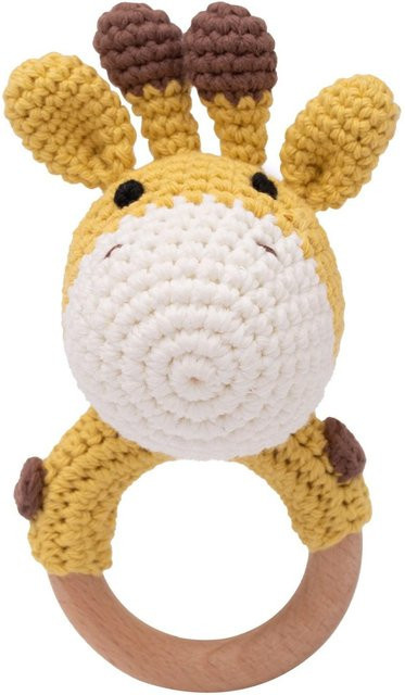 Binchi Outdoor Product Häkelbär Holz Babyrassel, ab 0 Jahre, Giraffenprint - Bild 1