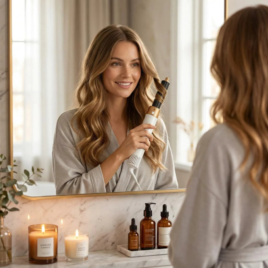 LUXLOCK 5-in-1 Haarstyling-Set, Multifunktions-Lockenstab, Haarglätter, Heißluftbürste - Bild 3
