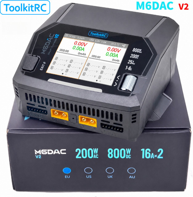 ToolkitRC M6DAC V2 Intelligentes Schnell-Ladegerät für LiPo und LiHV 1-6S Akkus in Schwarz - Bild 1