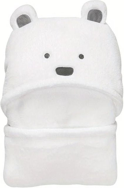Fashnics Babydecke aus Jersey-Strick in Rosa und Weiß mit Plüschbär-Design - Bild 1