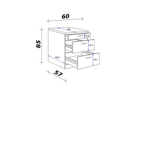 Flex-Well Küchen-Auszugsunterschrank Morena in Eichefarben und Basaltgrau matt, B/H/T: 60 x 85 x 60 cm - Bild 2