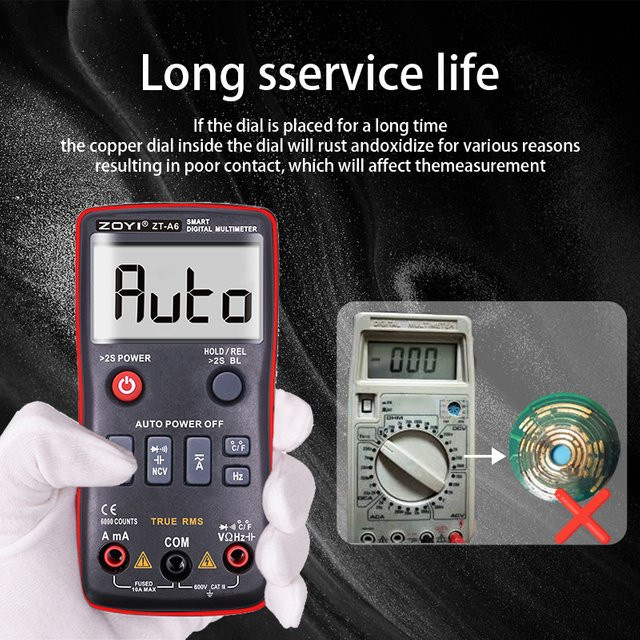 ZOYI ZT-A6 Digitalmultimeter mit Tastenbedienung für AC-DC-Spannung, Strom, Widerstand, Temperaturmessung und NCV-Funktion - Bild 1