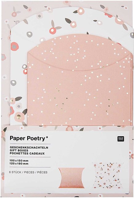Rico Design Paper Poetry Geschenkschachteln Blumen in Puder-Gold, 6 Stück - Bild 1