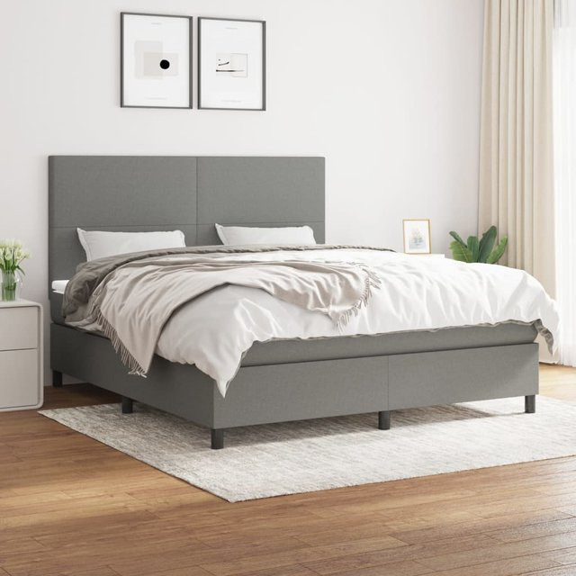 vidaXL Boxspringbett Hybrid mit Matratze und Kopfteil, Dunkelgrau, B/T/H: 180 x 200 cm - Bild 2