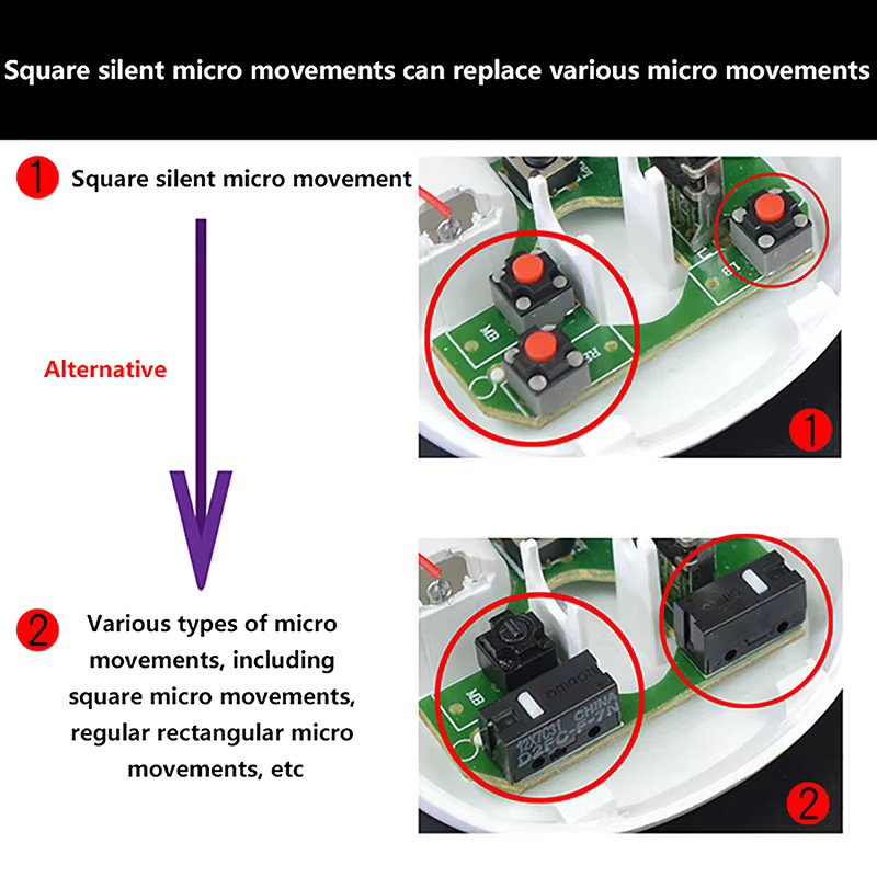 10 Stück Kailh Micro Switch Set für Maus und Tastatur, Stille Schalter in Rot, 4,3 mm und 7,3 mm DIY Zubehör - Bild 3