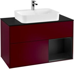 V&B Waschtischunterschrank Finion 100 mit Wandbeleuchtung in Blau Matt Lackiert, B/T/H: 100 x 50,1 x 50,1 cm - Bild 1