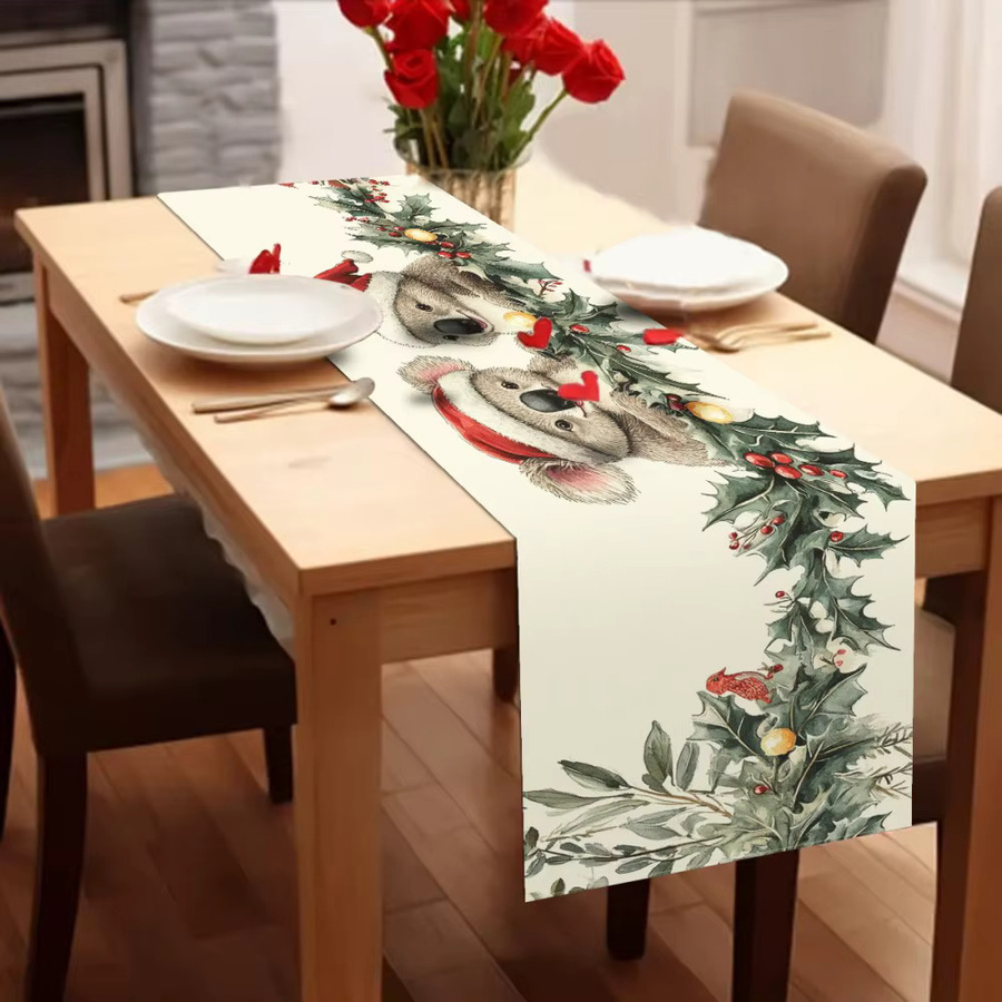 VIKAMA Weihnachts-Tischläufer mit Koala-Motiv und 3D-Struktur für deine festliche Tischdekoration - Bild 3