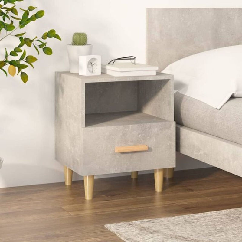 Vidaxl Nachttisch in Grau im modernen skandinavischen Design aus Beton und Eukalyptus, B/T/H: 40 x 35 x 47 cm - Bild 1
