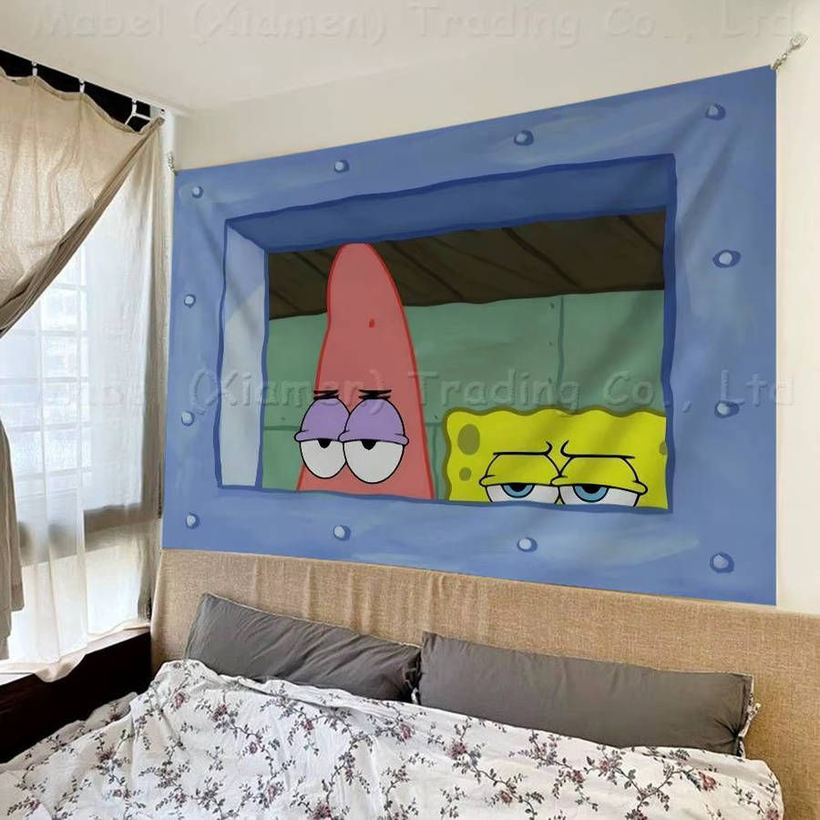 KAYOU SpongeBob Oktopus Bruder Cartoon Anime Wandbanner Blau, Rechteckige Textil-Flagge zur Dekoration - Bild 2