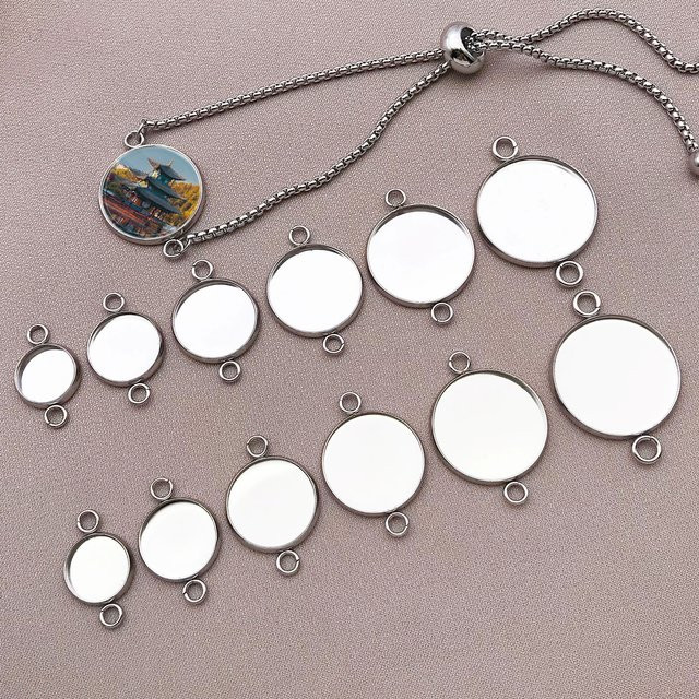Doppelhängeanhänger Edelstahl, Silber, 10-20mm, Unisex - Bild 1