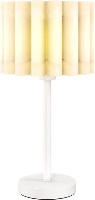 HOMCOM Tischlampe in Weiß mit Wellen-Lampenschirm und E27-Fassung im Modern-Retro-Stil - Bild 1
