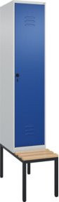 C+P Spind Classic PLUS Garderobenspind mit Sitzbank, 1 Abteil, Sicherheits-Drehriegel, 4 Garderobenhaken, Buche-Hartholz, B/T/H: 212,0 x 40,0 x 81,5 cm - Bild 1
