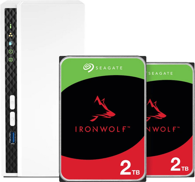 QNAP TS-233 NAS-System mit 2x Seagate Ironwolf 2 TB Festplatten in Weiß - Bild 1