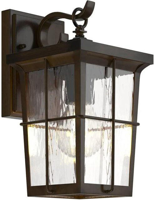 Lindby Wandleuchte Außen Charmaine Retro Vintage Antik aus Aluminium in Rost Braun, 1-flammig E27 - Bild 1