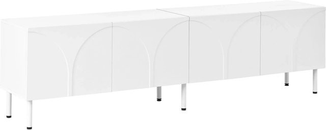 ModernLuxe TV-Lowboard in Weiß mit 4 Türen aus MDF und Metallfüßen, B/T/H: 180 x 35 x 49 cm - Bild 1