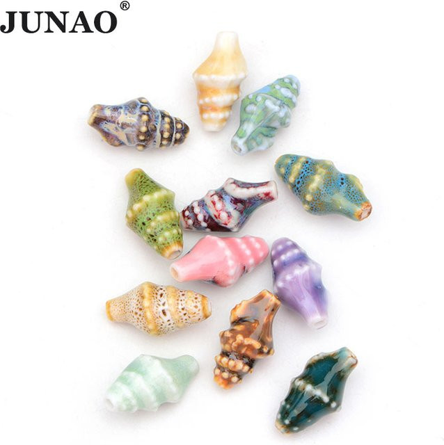 JUNAO Spacer Perle Keramik, Rosa, Conch, 10x20mm, Unisex - Bild 1