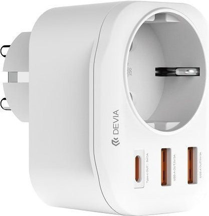 Netzladegerät DEVIA WW09-F-PD mit 20W, 3A, 2 x USB-A und 1 x USB-C, Weiß - Bild 1