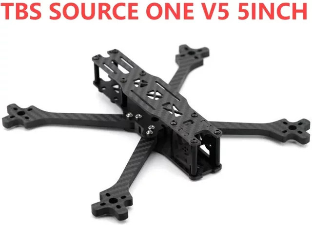 TBS Source One V6 5 Zoll FPV Rahmen Wide-Stance X Carbon Fiber Kit in Schwarz - Bild 1