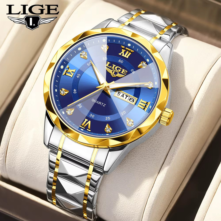 LIGE Armbanduhr Edelstahl, Quarz, Datum, Wochentag, Herren - Bild 2