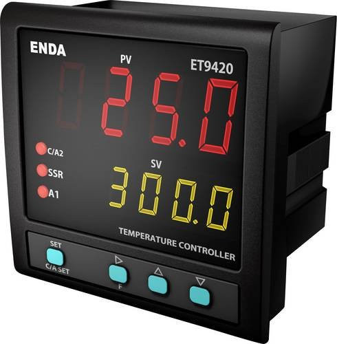 Enda ET9420-230-RS PID Temperaturregler in Schwarz, B: 9,6 cm x H: 9,6 cm - Bild 1