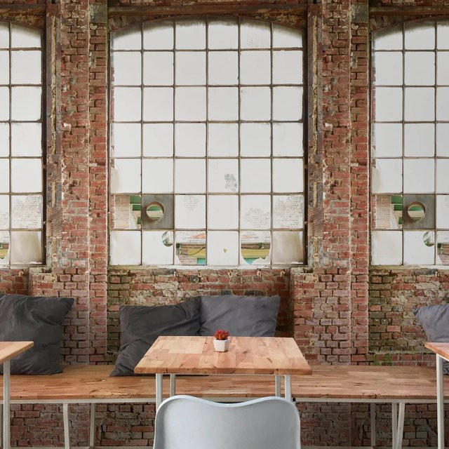 PROFHOME Fototapete Ziegelstein in Braun, Beige und Weiß, Mural im Industrial-Stil, B: 159 cm, H: 280 cm - Bild 1