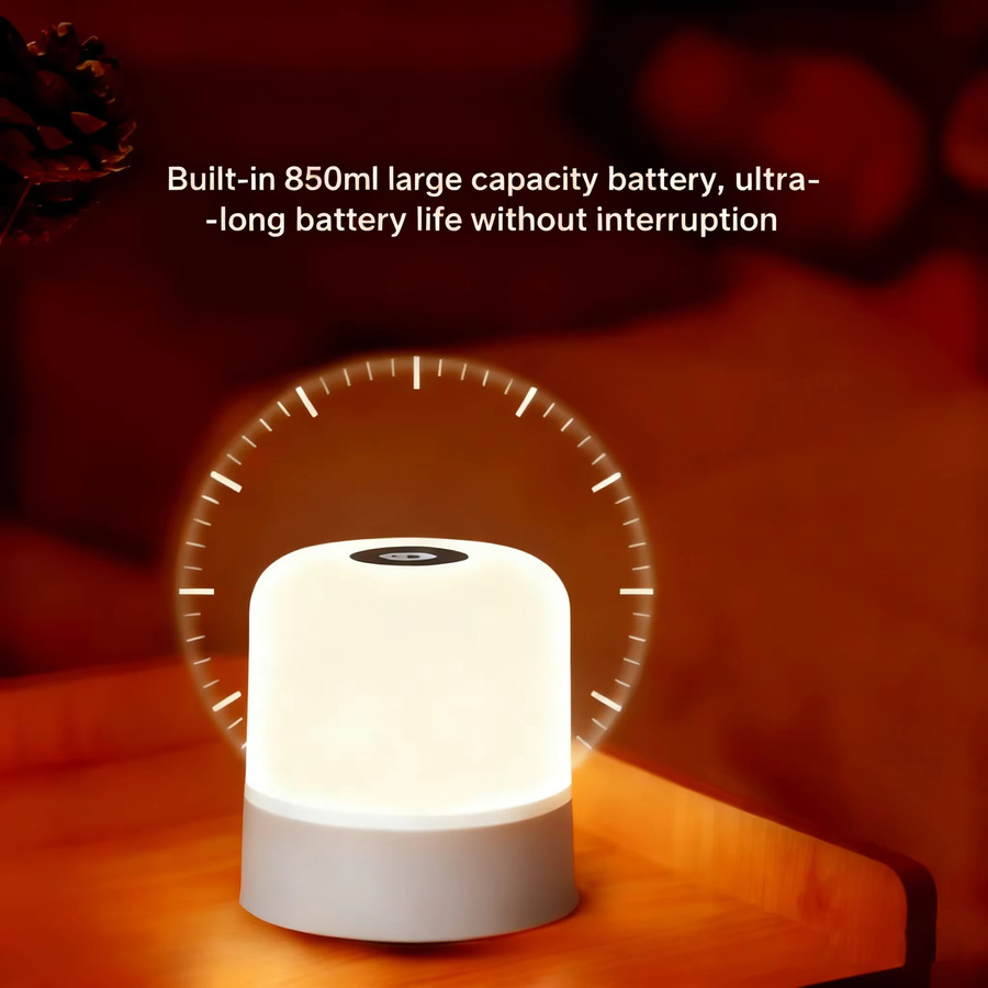 Dimmbares LED-Nachtlicht von ggbingo mit Touch-Steuerung, wiederaufladbare weiße Tischlampe im minimalistischen Zylinder-Design für das Schlafzimmer - Bild 5