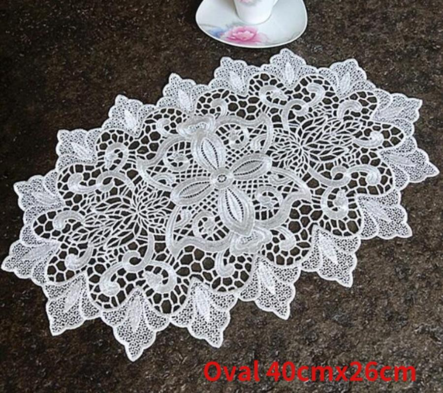 Cloth Art Tischset mit Spitzenstickerei in Weiß, rund, Durchmesser: 25 cm - Bild 2