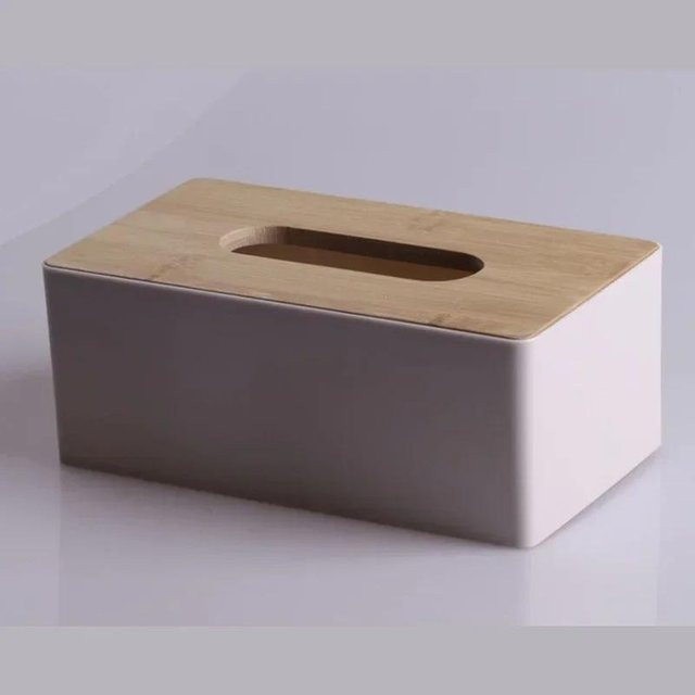 LY Home&Kitchen Taschentuchbox aus Bambus und Kunststoff, Modernes Design in Rosa und Transparent, Rechteckiger Kosmetiktuchspender - Bild 1