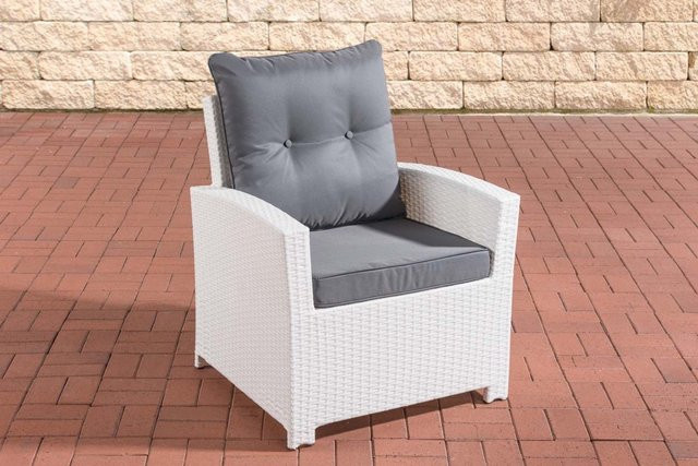 TPFGarden Sessel Fino Gartenstuhl aus Metall und Rattan in Eisengrau und Weiß - Bild 1