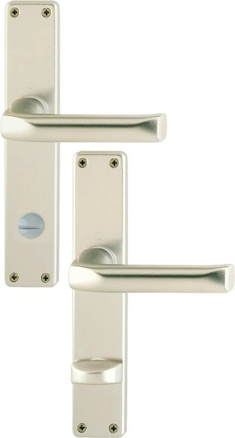 Hoppe Bad- und WC-Langschild-Garnitur London aus Aluminium in Neusilber - Bild 1