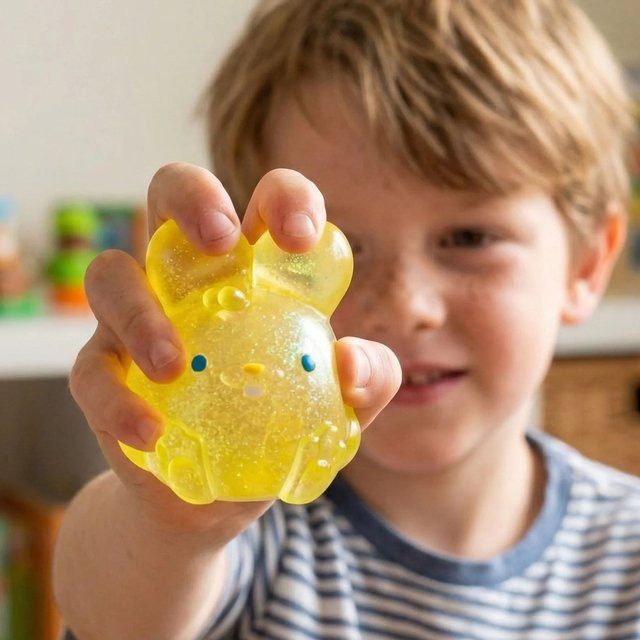 NeeDoh Jelly Bunny Quetschball, Glitzer-Hase, durchscheinend - Bild 1